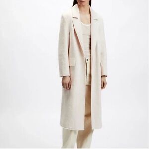Zara Cream Textured Oversized Long Coat(XS)